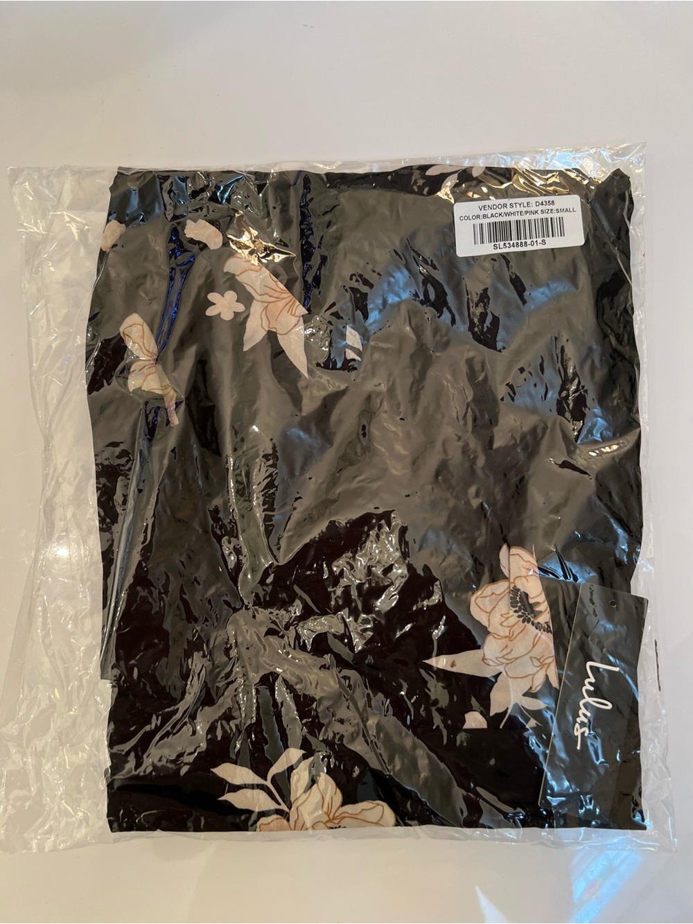 Lulu's Black Asymmetrical Slip Dress Blush Floral Print Size S NWT - Picture 9 of 10